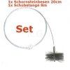 Reinigungsset Kaminbesen 20cm aus Stahl und Schubstange 8m